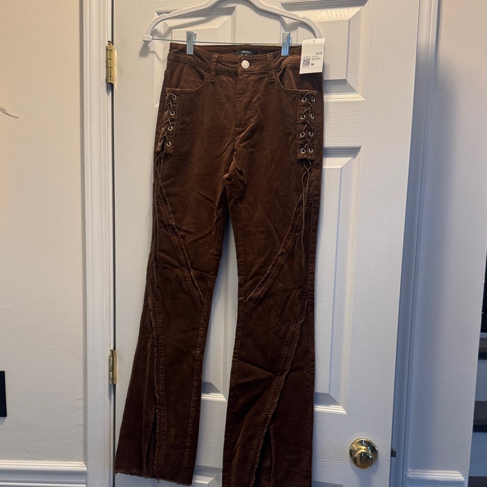 Forever 21 Brown Lace-Up Flare Jeans